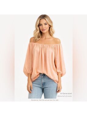 Jess Lea XL Peachy Pink Silky Off-Shoulder Blouson Top Oversized